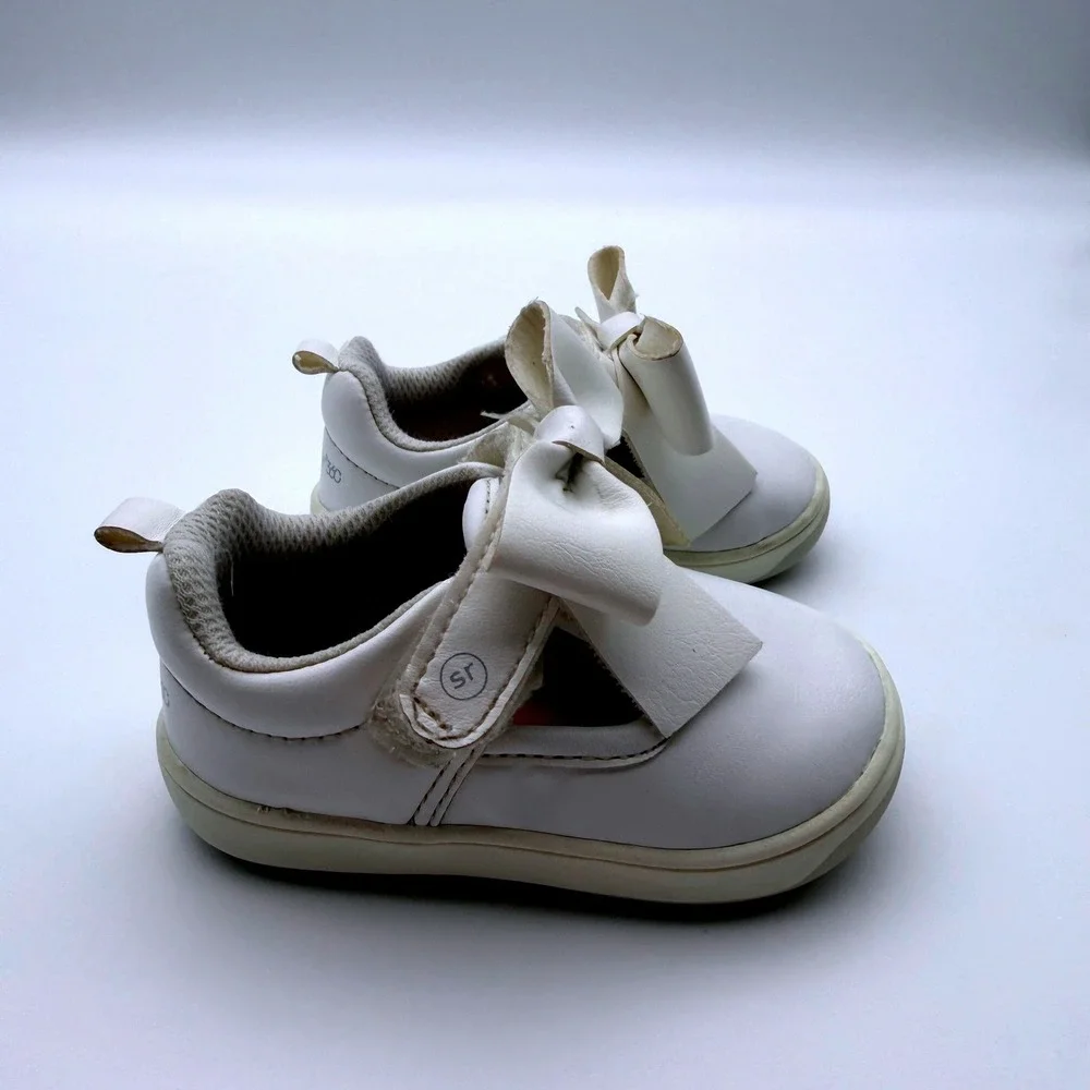 Stride Rite 360 Kamila White Bow Toddler Sneakers Shoes Size 4M
